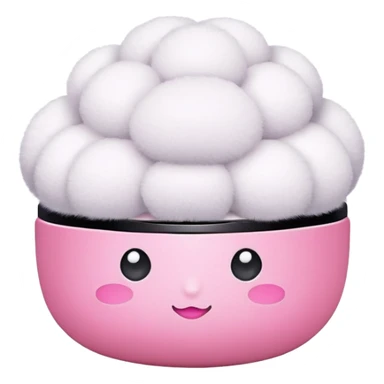 makeup powder puff with pink handle and soft white puff sticker