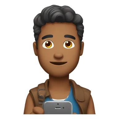 brown man holding phone wonderong sticker