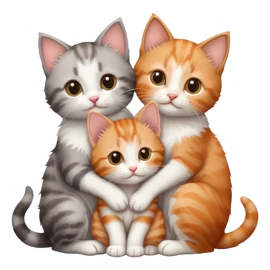 6 tiny kittens cuddling together all different colours, the first one is grey and white, the second is ginger and white and the third is brown tabby and white sticker