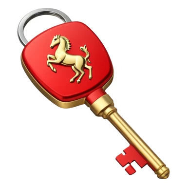 red Ferrari key with a gold background sticker