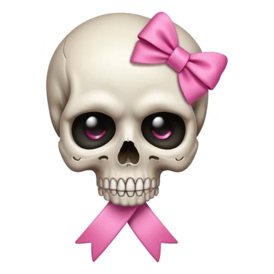 skull emoji with pink ribbon pookie sticker