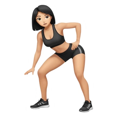 Tan woman with black hair pushing butt outward bent at waist sticker