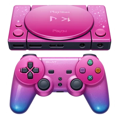 Pink ombre PlayStation console with glitter sticker