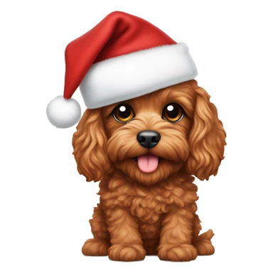 ruby red toy cavoodle with a santa hat on sticker