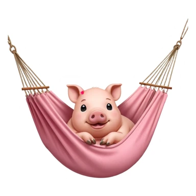A pig lying in a hammock, fully relaxed, portrait, bust up sticker