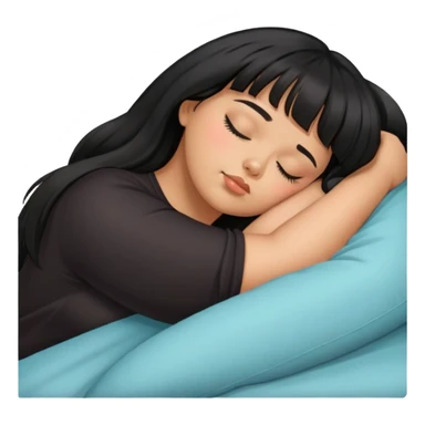 Latina female with bangs black long hair plus size asleep sticker