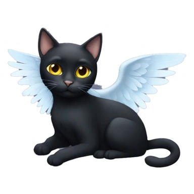 Black cat with angel wings sticker