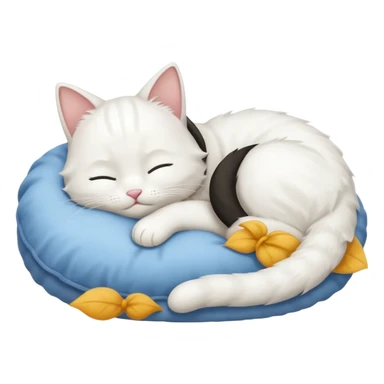 emoji of white sleeping cat with a tail hanging down sticker