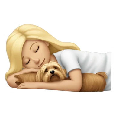 Blonde woman sleeping with her Yorkie sticker