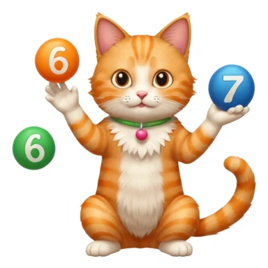 Cat juggling the numbers 6 and 7 sticker