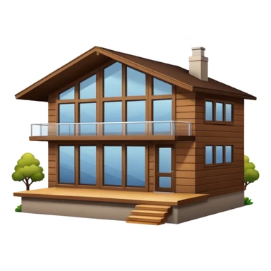 Make me a modern house with only one floor, with big windows and brown wood panel on the outside sticker