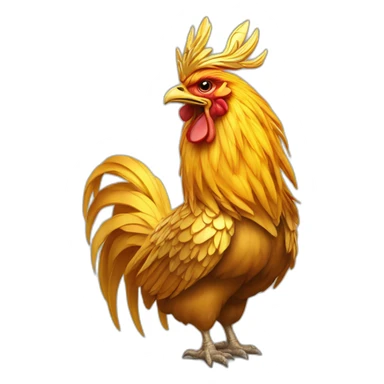 proud and howling golden phoenix rooster with a crown on its head sticker