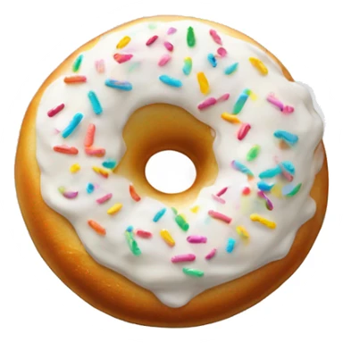 White frosted doughnout with rainbow sprinkles  sticker