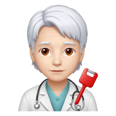 doctor with white hair and red hairclips  sticker