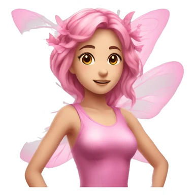 Anime fairy girl with pink clothes flying with fairy wings beautiful and elegant  sticker