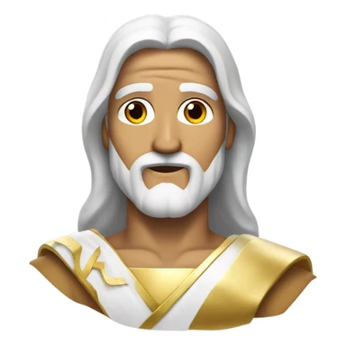 Jesus with eyes of fire and pure white hair and white beard wearing a gold sash sticker