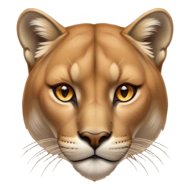Cinematic Noble Cougar Portrait Emoji, Poised and regal, with a lithe, muscular build and a sleek, tawny Fur with subtle dark accents, deep-set soulful amber eyes, Simplified yet sharp and sophisticated features, highly detailed, glowing with a warm, dignified glow, high shine, intelligent and stealthy, stylized with an air of wild elegance, focused and attentive, soft glowing outline, capturing the essence of a watchful and confident predator, so majestic it feels as though it could silently pounce out of the screen with effortless authority! sticker