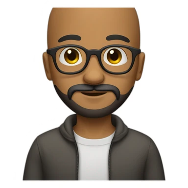 A bald young man with round glasses and a big black beard. sticker