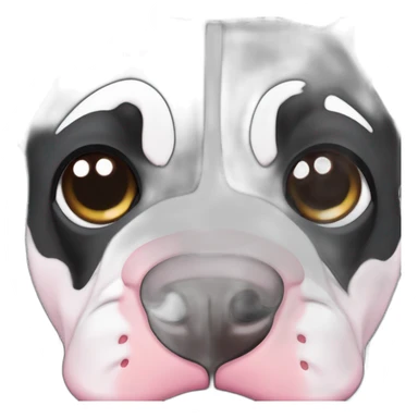 Half body of Black pitbull with pink mark on upper nose, with a thin white line from nose to forehead sticker