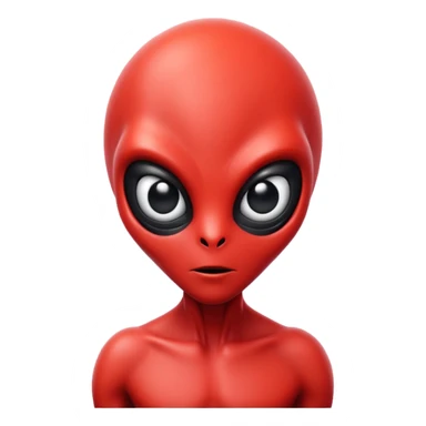 red alien with big black eyes sticker