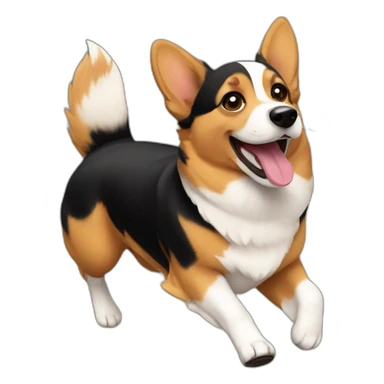 black and tan corgi running sticker