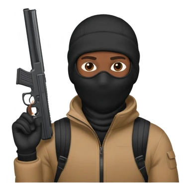 Black thug with a ski mask and a gun sticker