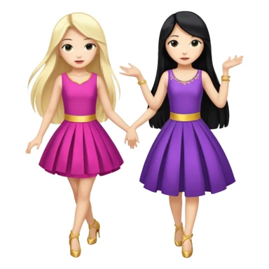 aisan girl with long black and white girl with blonde hair together going to dance at the club sticker