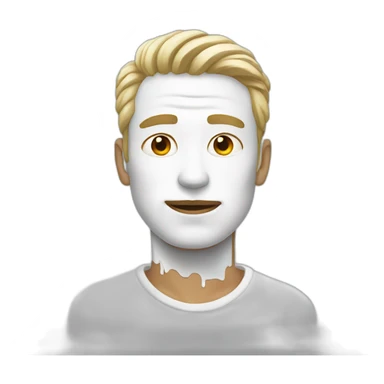 man covered in white paint sticker