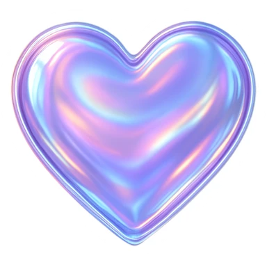 heart with a glassy iridescent effect, digital illustration, no background sticker