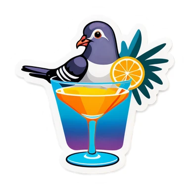 Pigeon cocktails sticker