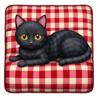 A black cat on a cosy checkered blanket sticker