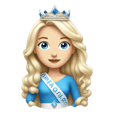 White girl  with blue eyes Pageant queen with sash trimmed in blackand crown on full body sticker