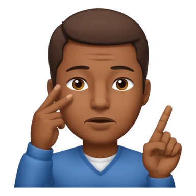 Emoji de hombre haciendo silencio y señalandose la cabeza con los ojos cerrados sticker