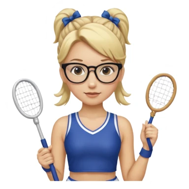  Sexy Dominatrix blonde hair and glasses full body with whip in a cheerleaders outfit  hair ties back sticker