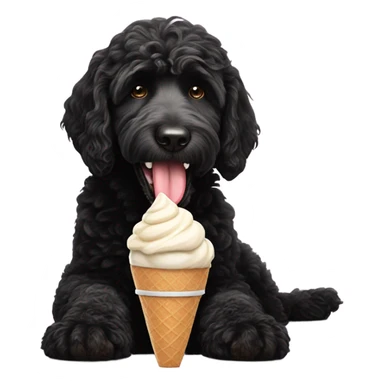 Black labradoodle with ice cream sticker