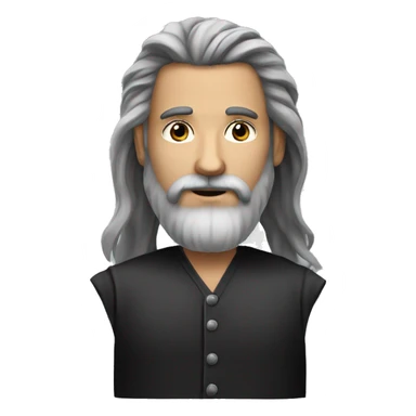 Homme long cheveux noir longue barbe noir et grise sticker