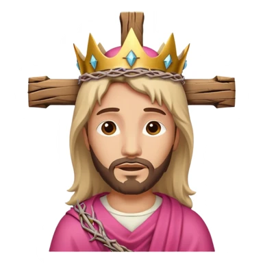 Pink cross with jesus sticker