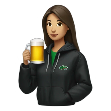 Lacoste latin friends woman drinking beer with black windbreaker sticker