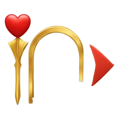 Gold arch with arrow and red heart sticker
