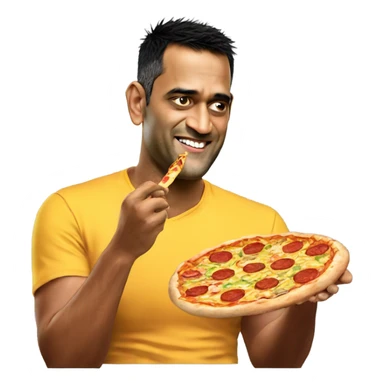 Ms dhoni eating pizza sticker