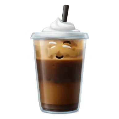Espresso iced coffee with ice and sweet cold foam in top in a clear cup with a lid and straw  sticker