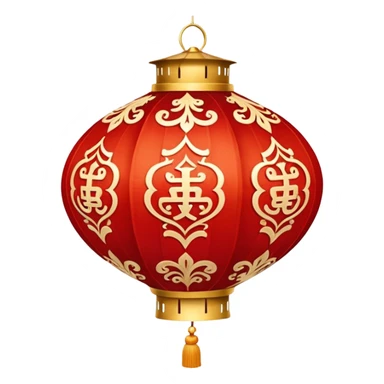 red beige ornamented chinese lantern sticker