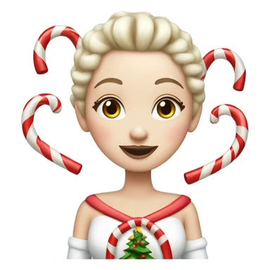 White skin Queen with candy canes celebrating Christmas  sticker