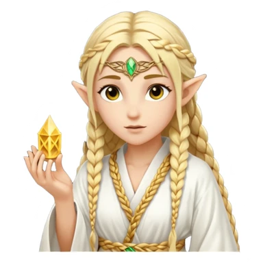 mystic elf, long golden braid, glowing runes on robe sticker