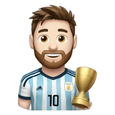messi levantando la copa del mundo con la camiseta de argentina y la medalla sticker