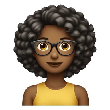 Fille avec de cheveux très courts bouclés noirs et des lunettes carrées sticker