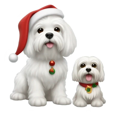  white maltese dog and Santa Claus  sticker