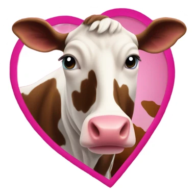 Cow print heart with hot pink lace sticker