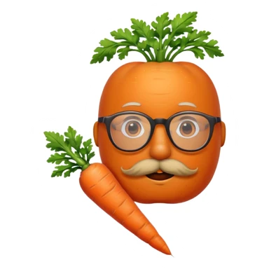 short orange carrot with red mustache and glasses sticker