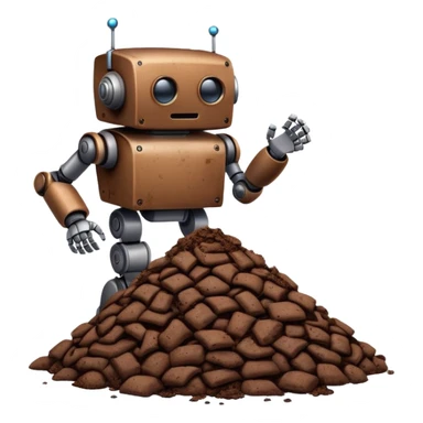 robot holding poop sticker